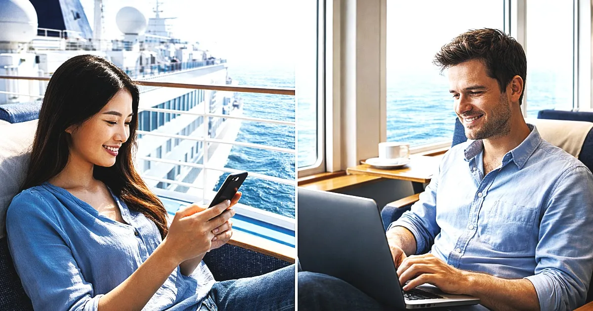 船内でリラックスしている画像です。