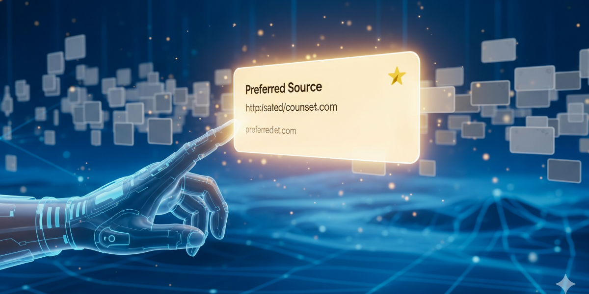 2026年のGoogle検索の基準が「ユーザーが信頼するお気に入りのサイトを登録し、検索結果で優先的に表示させる機能」になることを示した画像です。