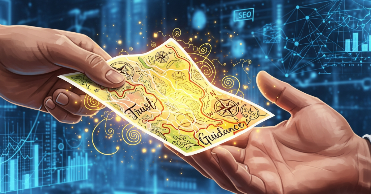 今回の記事のテーマである「SEO（冷たいデジタル）を超えた、人としての信頼（温かいアナログ）」を表現した、最高にエモいアイキャッチ画像です。