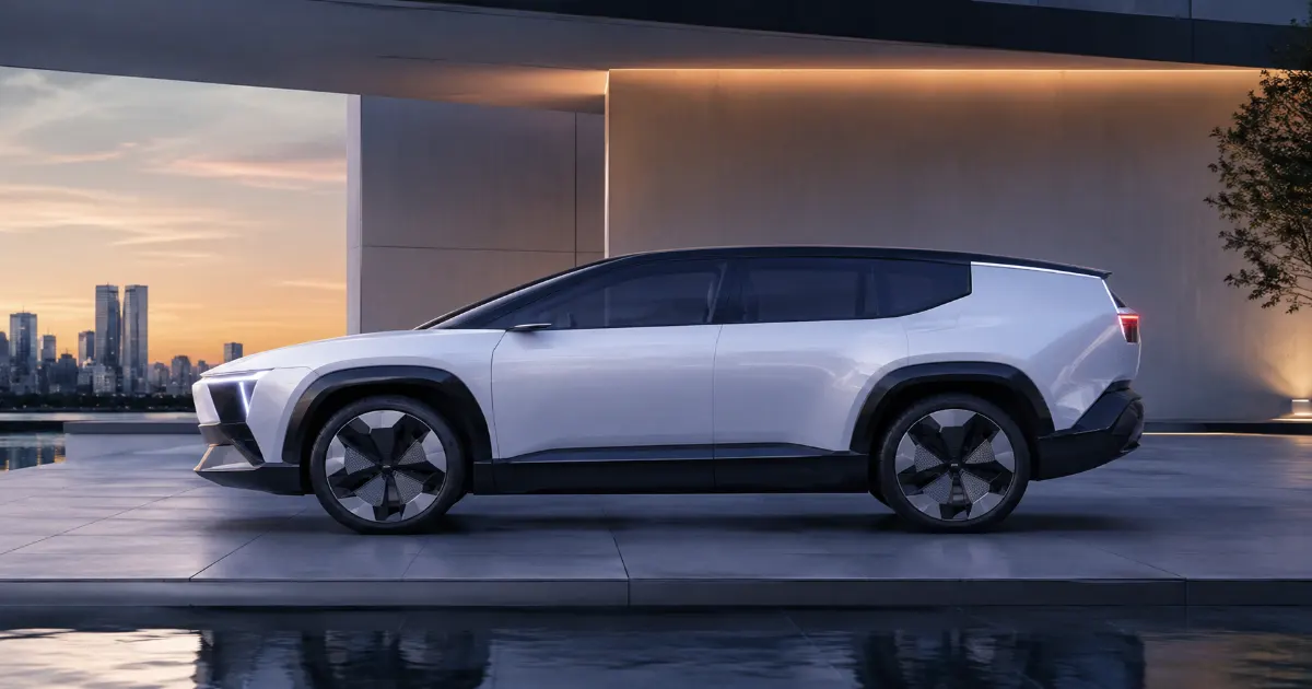 Honda 0 αをイメージした車両を横から見せ、低いルーフ、張り出したフェンダー、広い室内空間が伝わる構図。