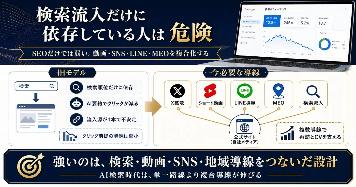 検索流入だけに依存している人は危険の本文を図解で説明した画像。