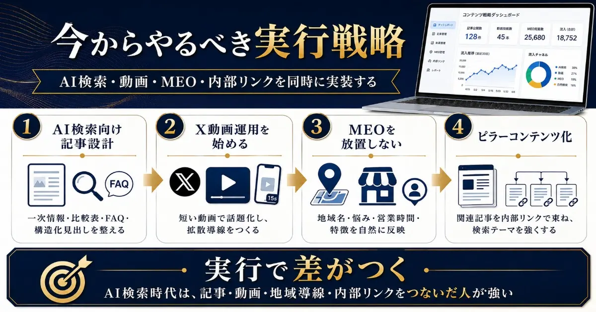 今からやるべき実行戦略の本文を図解で説明した画像。
