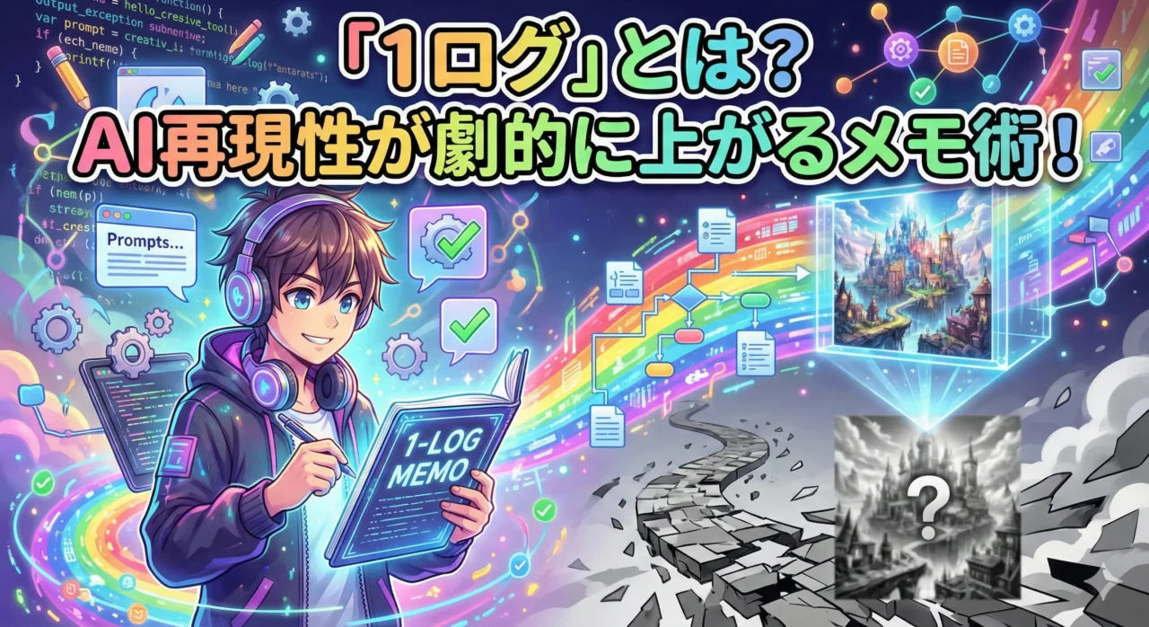 スマホから、音符（音楽/Suno）、パレット（画像生成）、コード（プログラミング）などのアイコンが溢れ出ています。