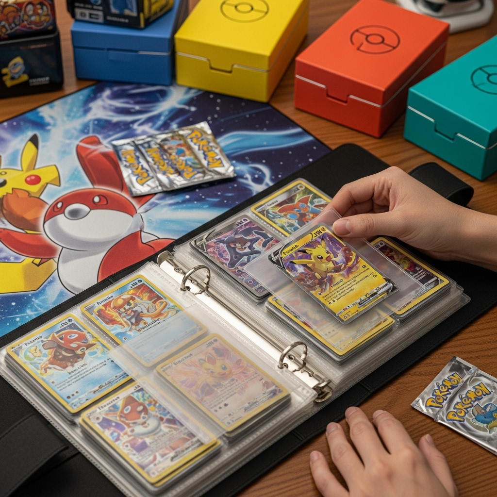 ポケモンカードを整理している様子